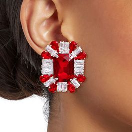 Red Rectangle CZ Studs