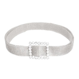 Silver Pave 9 Row Buckle Belt
