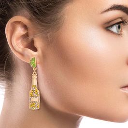 Gold Beer with Lime Earrings