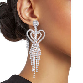 Silver Heart Fringe Earrings