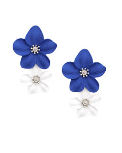 Blue White Flower Earrings