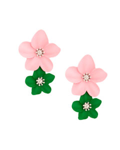 AKA Pink Green Flower Earrings