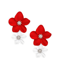 Red White Flower Soror Earrings|2.15 inches