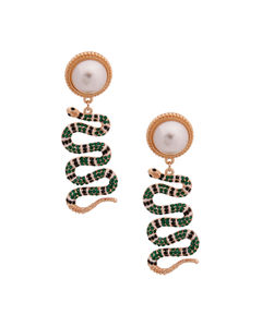Emerald Elegance: Snake Pearl Earrings
