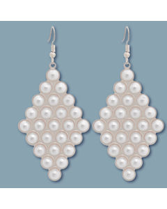 White Pearl Stud Diamond Earrings