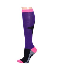 Purple Color Block Star Knee Socks