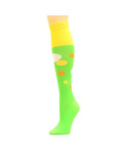 Socks Knee High Green Retro Bubble for Women
