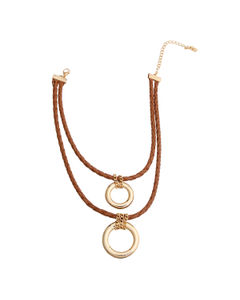 Brown Leather Ring Necklace