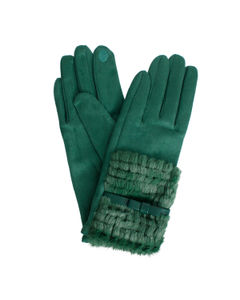 Gloves Green Ribbon Fur Winter Gloves for Women