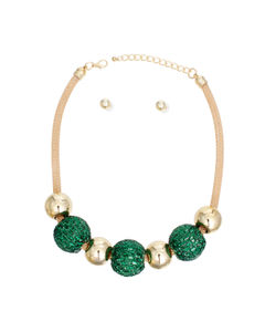 Necklace Green Disco Ball Bead Set for Women