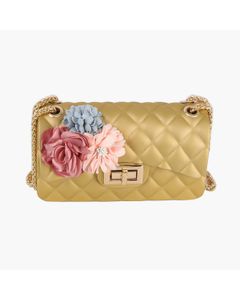 Purse Gold Quilted Jelly Crossbody Bag for Women
