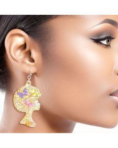 Dangle Clear Medium Afro Flower Earrings for Women