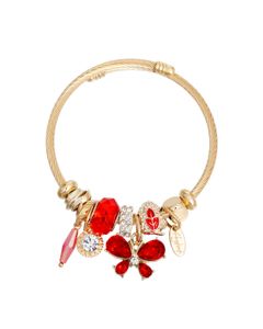 Cable Bangle Red Butterfly Gold Bracelet Women