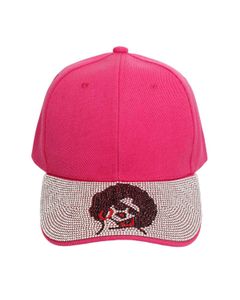 Hat Fuchsia Afro Bling Baseball Cap for Women