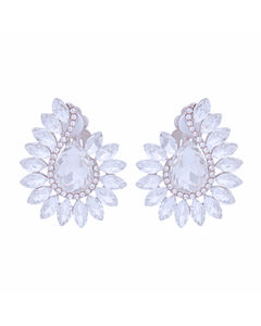 Clip On Silver Hook Crystal Earrings for Women