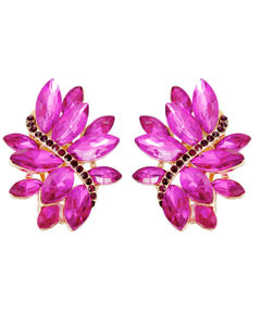 Clip On Purple Marquise Cluster Earrings for Women