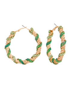 Hoops Green Stone Helix Earrings for Women
