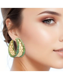 Hoops Green Stone Hexagon Earrings for Women