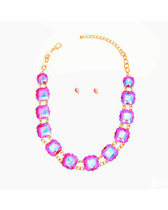 Necklace Purple Pink Crystal Link Set for Women