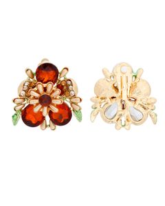 Clip On Brown Flower Bloom Earrings for Women