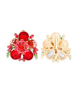 Clip On Red Flower Bloom Earrings for Women