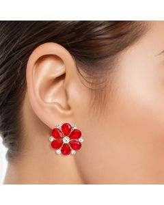 Ruby Radiance Blossom Studs: Unveil Your Passion