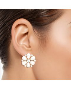 Stud Cream Flower Small Pearl Earrings for Women