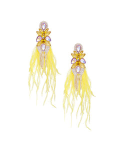 Tassel Yellow Feather Glass Earrings for Women