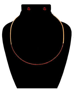 Red Stoned Simple Necklace Set