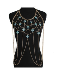 Gold and Turquoise Body Chain