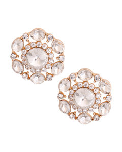 Gold Clear Crystal Circle Studs