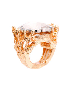 Gold Crystal Branch Ring