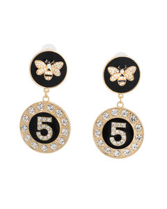 Gold and Black Bee 5 Charm Earrings
