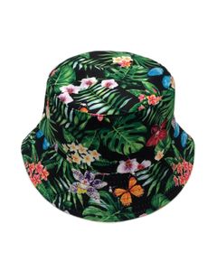 Green Black Tropical Reversible Bucket Hat