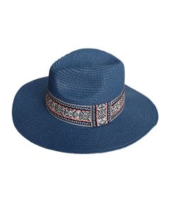 Blue Boho Navy Band Panama Hat