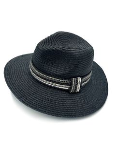 Black Pearl Embellished Panama Hat