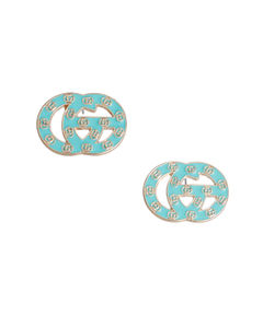 Sea Green and Gold Letter Print Studs
