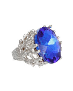 Royal Blue Crystal Silver Branch Ring