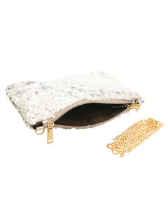 Silver Sequin Party Clutch