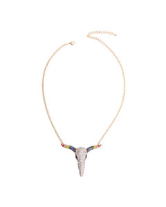 Rainbow Rhinestone Steer Necklace