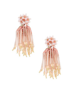 Blush Flower Beaded Tassel Earrings