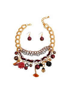 Red Charm Layered Chain Necklace