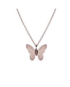 Rose Gold Dipped Real Leaf Butterfly Necklace