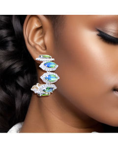 Brilliant Green Marquise Crystal Hoops