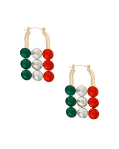 Red and Green Studded Lock Hoops