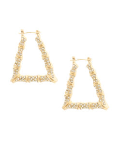 Gold Bling Trapezoid Bamboo Hoops