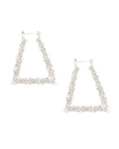 Silver Bling Trapezoid Bamboo Hoops