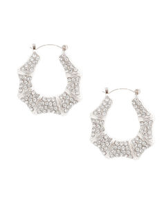 Silver Bling Bamboo Hoops