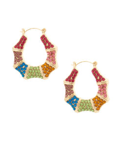 Multi Color Bling Bamboo Hoops