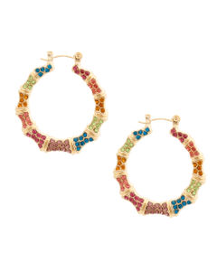 Multi Color Bling Thin Bamboo Hoops